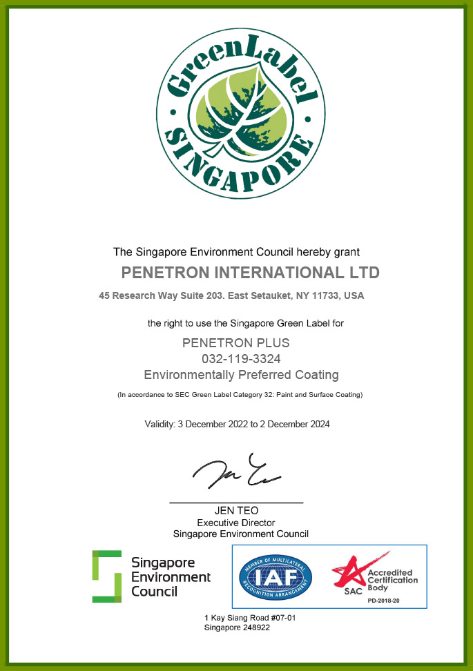 Singapore Green Label - PENETRON PLUS